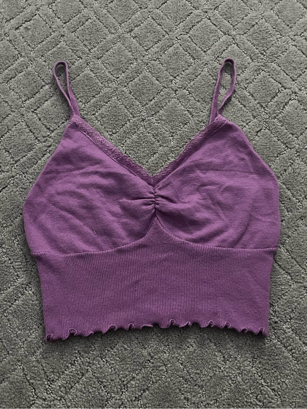 Purple Lace-Trim Cami Crop Top - Picture 1 of 6
